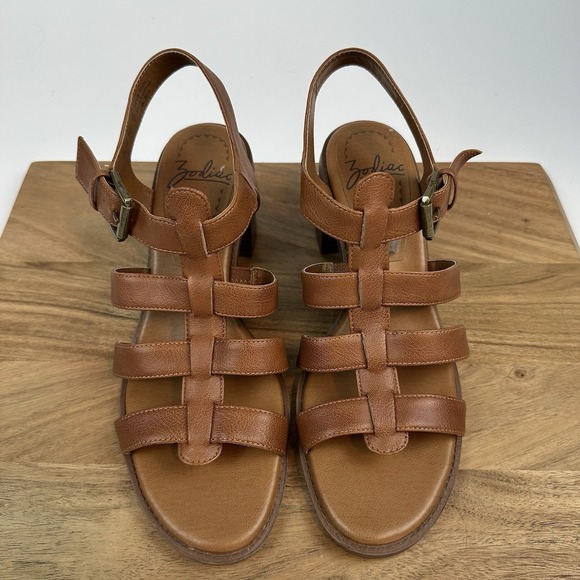 Womens Zodiac Inessa‎ Brown Faux Leather Gladiator Block Heels Sandals Size 11 M - Picture 6 of 9